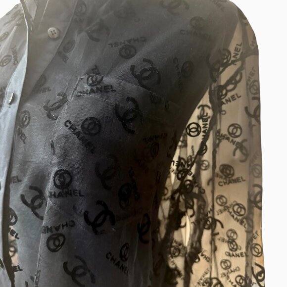 AUTHENTIC CHANEL LOGO BLOUSE SIZE M - Picture 2 of 12